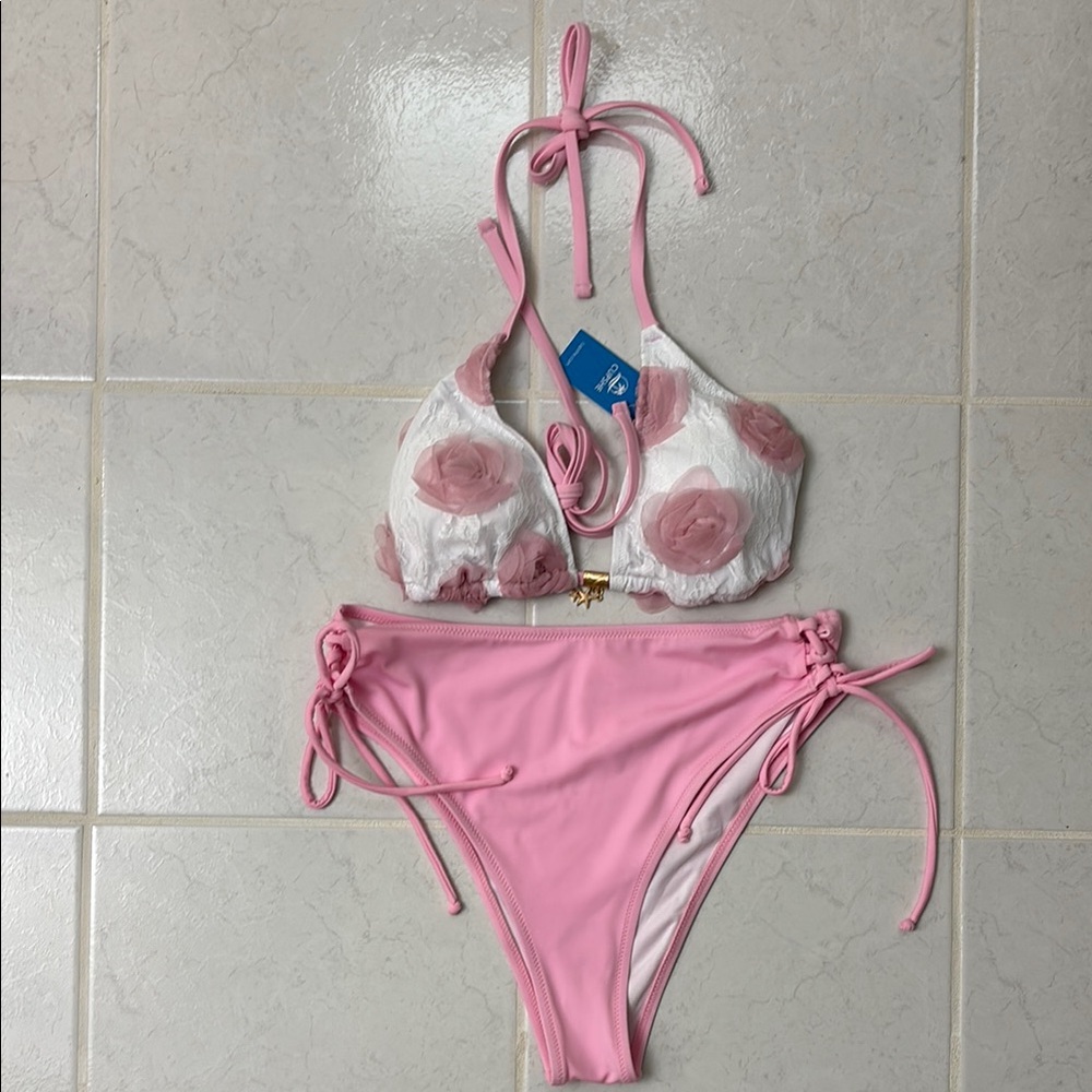 Cupshe Pink and White Floral Bikini - Picture 1 of 1